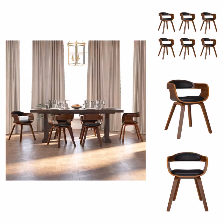 vidaXL Sedie da pranzo 6 pezzi in legno curvato nero e Pelle finta - Sedie da pranzo