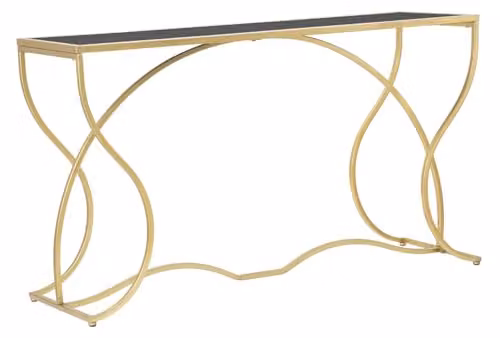 Mauro Ferretti Console Sunshine, Metallo e Specchio, Oro e Nero, 130x40x75 cm