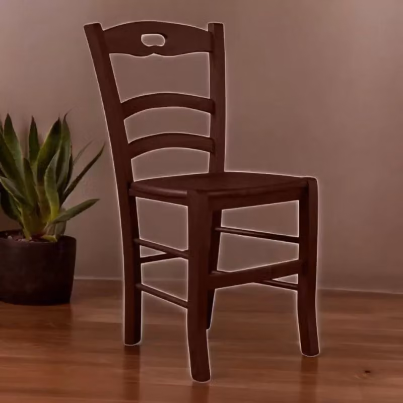 Set di 2 sedie in legno di faggio stile arte povera color noce opaco Mobili 2G – 3