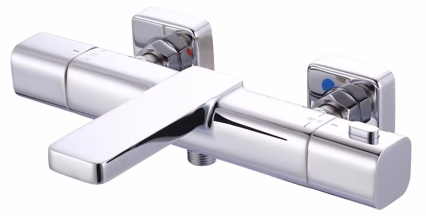 Rubinetto per vasca da bagno con termostato, miscelatore 2-in-1 per doccia e vasca, in ottone, con protezione anti-scottatura, attacco G1/2