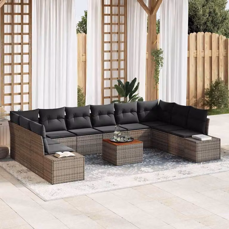 Maison Exclusive - Set da giardino con divano, 11 pezzi, colore grigio