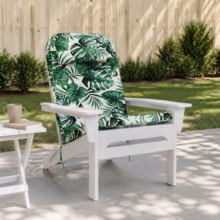 vidaXL Cuscino per Lounger Sole Verde con Motivo a Foglie, Rivestimento Rimovibile e Resistente ai Raggi UV, L/P/H: 124 x 55 x 5 cm
