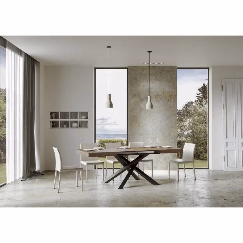 Tavolo allungabile rettangolare ITAMOBY Volantis con telaio in metallo antracite e piano in legno noce – 2