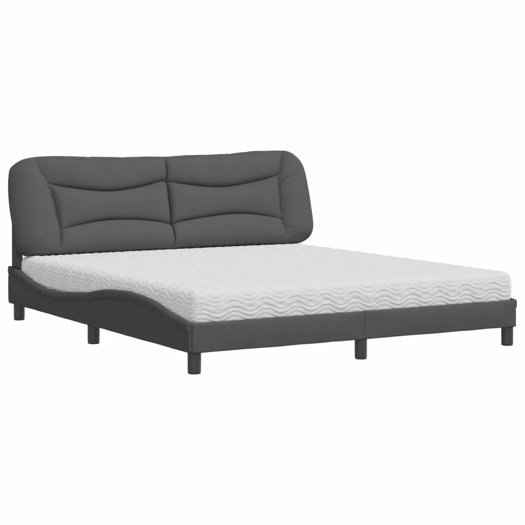 Letto con Materasso Hvar Grigio Scuro 180x200 cm Tessuto