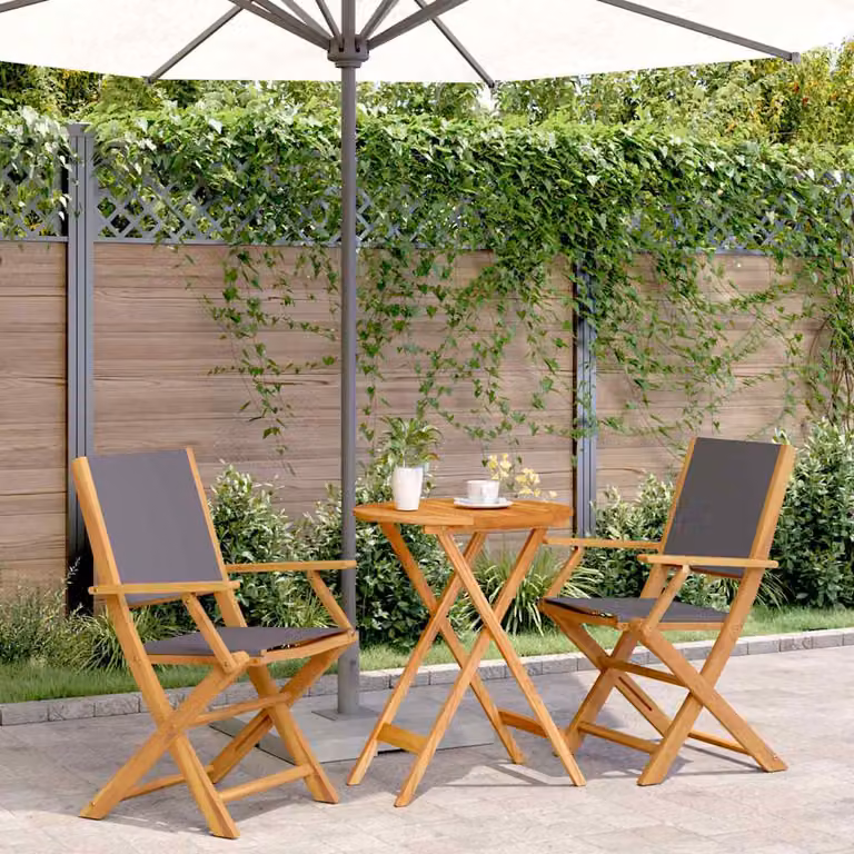 Set da Bistrot vidaXL 3pz in Legno di Acacia Olio Antracite e Marrone