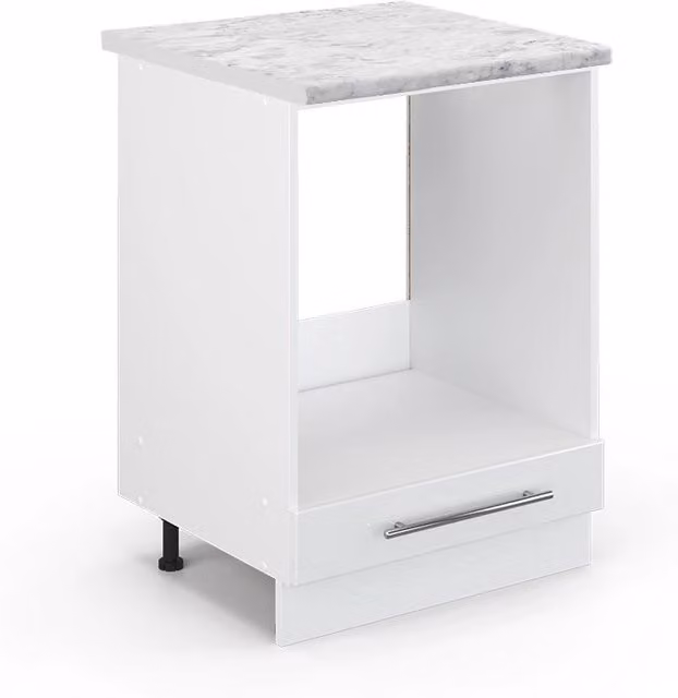 Mobile per forno da incasso Vicco Fame-Line Bianco lucido con piano in marmo, L: 60 cm, P: 60 cm, H: 82 cm