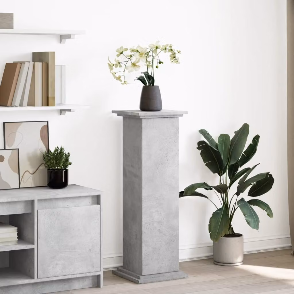Espositore con portaoggetti vidaXL in legno e MDF, colore grigio, stile minimalista opaco, L 31 cm x P 30 cm x H 90 cm