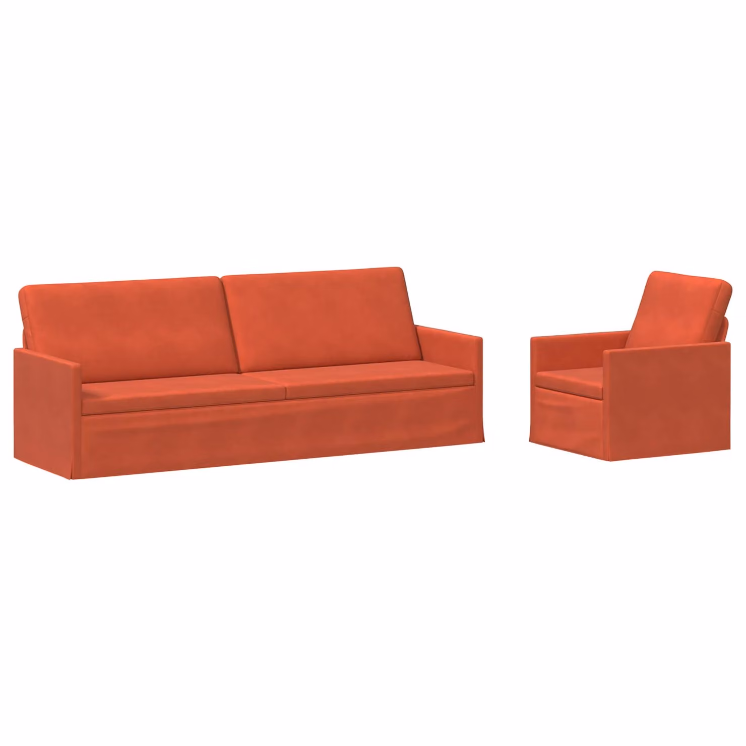 Set di 2 divani moderni vidaXL in tessuto cord rosso arancio con struttura in metallo