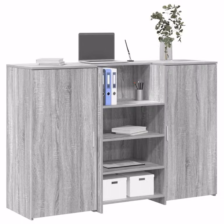 vidaXL Banco Reception Moderno Grigio Sonoma in Legno Multistrato L: 155 cm, P: 50 cm, H: 103,5 cm