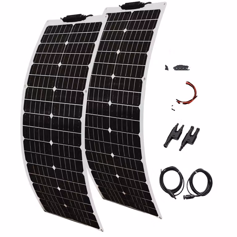 Set di pannelli solari semi-flessibili, alta efficienza del 24%, design leggero, 12V 100W