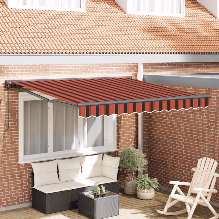 vidaXL Semi-cassette in poliestere con struttura in alluminio e acciaio, Arancione e Nero, L: 350 cm, P: 250 cm