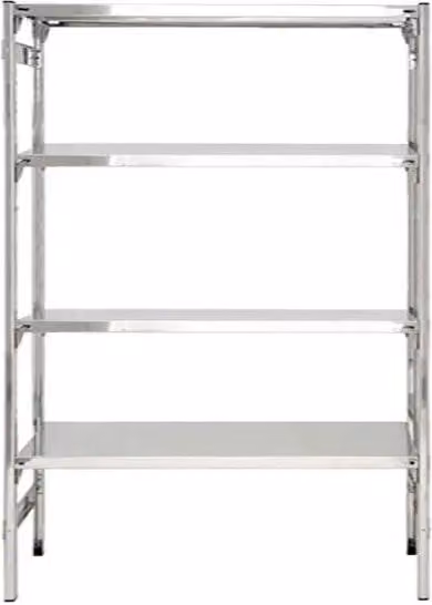 Scaffale professionale in acciaio inox argentato con ripiani regolabili per cucina, L: 120 cm, P: 60 cm, H: 180 cm
