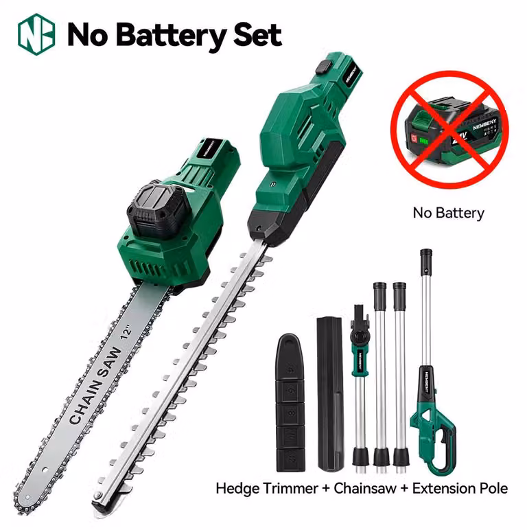 Potatore a mano e potatore per siepi – Attrezzo da giardino a batteria – Motore brushless – Manico telescopico – Senza batteria – Spina europea, 100–240 V