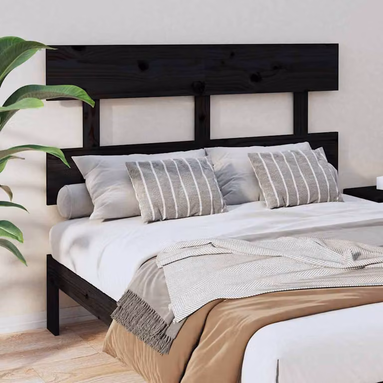 Testiera per letto vidaXL in legno massello di pino nero stile rustico L: 124 cm, P: 3 cm, H: 81 cm