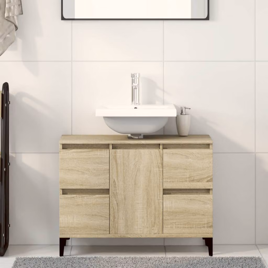 Mobile Lavabo vidaXL in Rovere Sonoma, L: 80 cm, P: 33 cm, H: 60 cm
