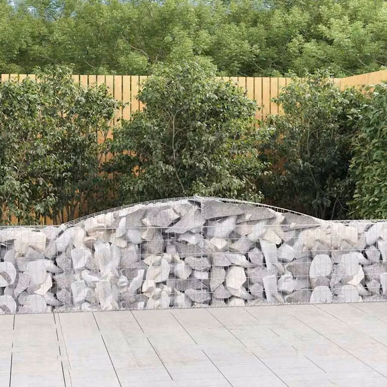 Set di 4 Cesti Gabbioni ad Arco vidaXL in Acciaio Zincato Grigio L: 400 cm, P: 30 cm, H: 60/80 cm
