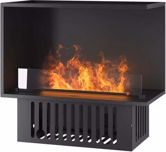 Caminetto a Vapore Acqueo da Incasso Corner Sololed R800 Nero con Fiamma Multicolore Effetto 3D e Controllo App L: 80 cm