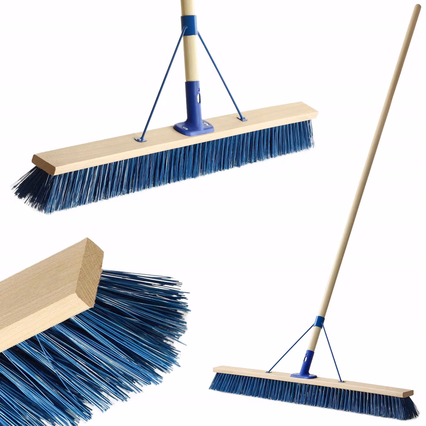 Scopa stradale KADAX con manico lungo in legno e nylon, scopa per spazzare con supporto in metallo (100 cm)