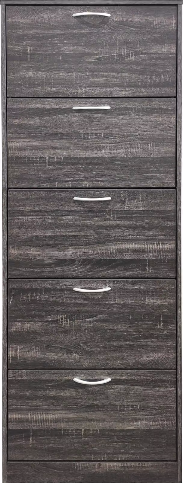 Milani Home - scarpiera salvaspazio 60 x 24 x 180 cm, grigio scuro, truciolare bilaminato