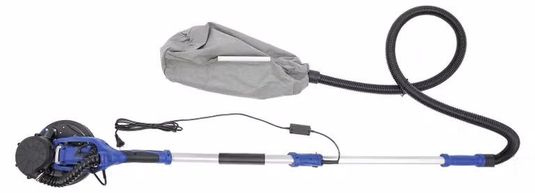 Levigatrice per cartongesso - Con aspirazione della polvere - 750 W - 6 velocità - 800–1800 giri/min - Lunghezza regolabile 1,2–2,2 m - Colore blu zaffiro