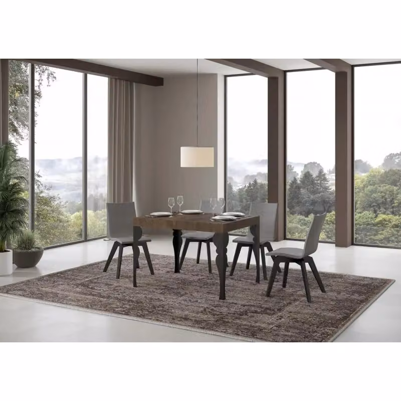 Tavolo allungabile moderno Itamoby rettangolare in legno e metallo, Colore Antracite e Marrone, L/P/H: 110 x 70 x 77 cm (estendibile fino a 194 cm) – 2