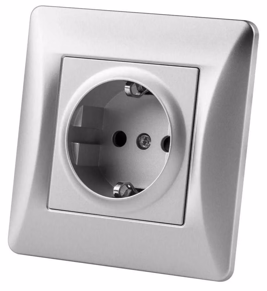 Onlex Presa Schuko da incasso Universale 16a Argento Taglia unica / Spina UE 220V Argento Taglia unica
