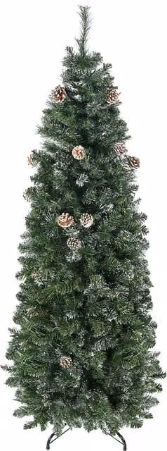 Albero di Natale artificiale verde HOMCOM con pigne e base in metallo, Altezza: 180 cm