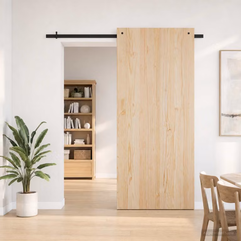 vidaXL Kit di ferramenta per porta scorrevole 213,4 cm Acciaio Nero