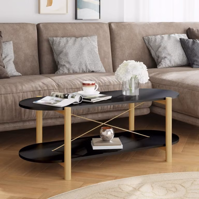 Tavolino The Living Store nero 110x48x40 cm in materiale ligneo