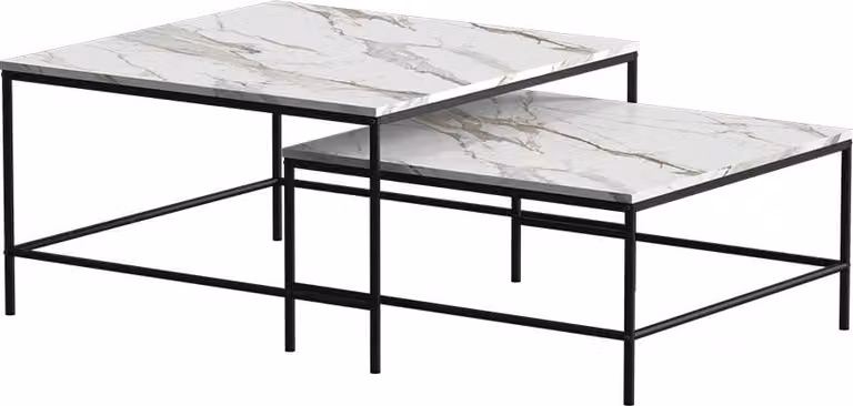 Tavolino da divano Vicco Ramio Bianco/nero 80 x 80 cm 2 parti, Model 56192