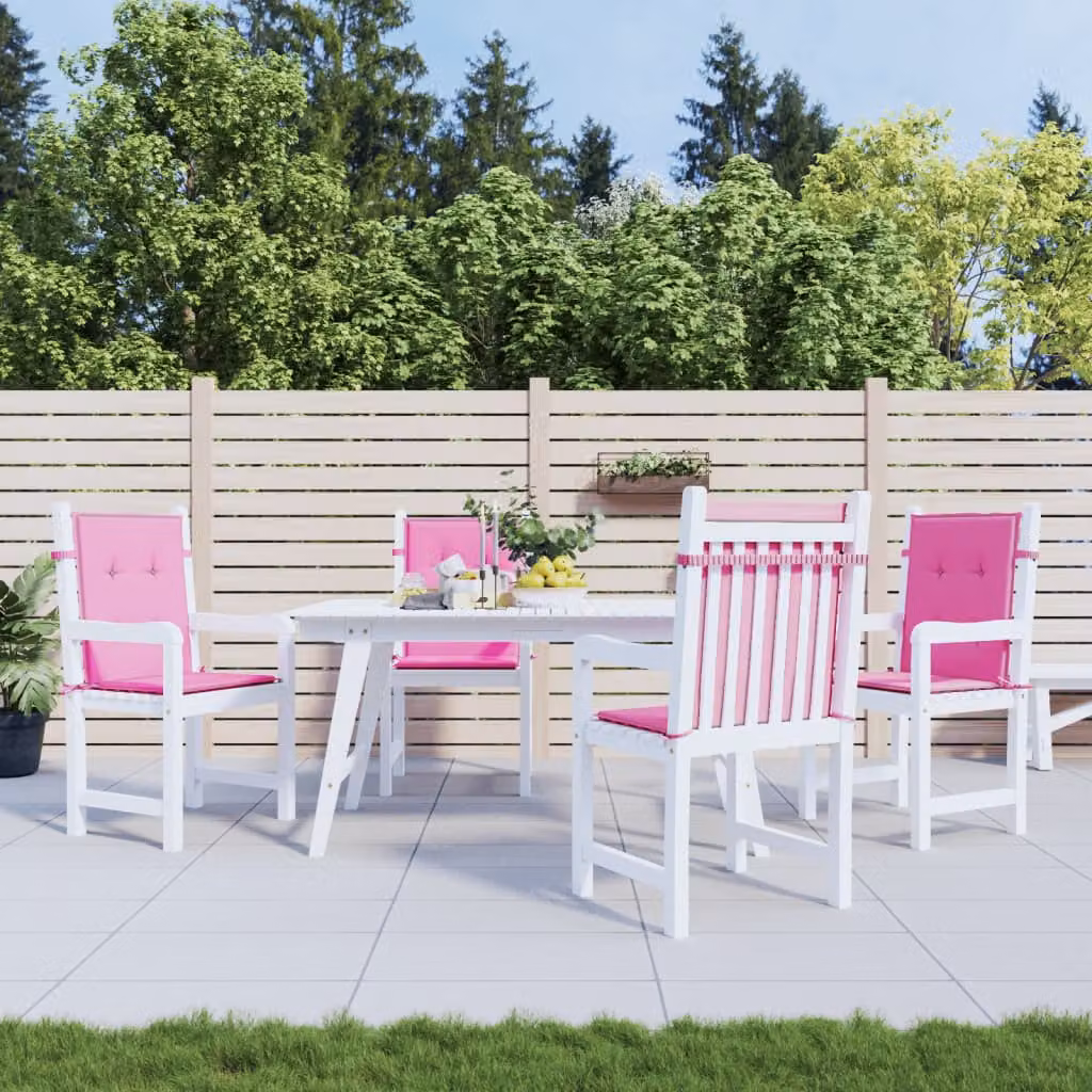 Set di 4 cuscini per sedia vidaXL in tessuto rosa con schienale basso, impermeabili e resistenti ai raggi UV