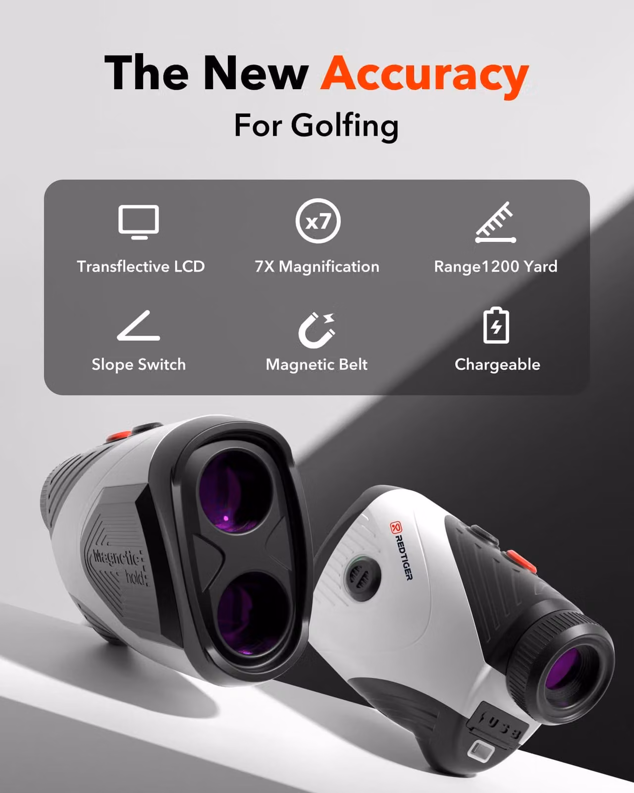 Telemetro da golf, portata 1000 metri - Ricaricabile - Ingrandimento 7x - Resistente all'acqua - Adatta per sport e caccia