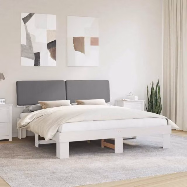 Letto con Testiera Rivestita-Struttura Letto con Testiera Grigio chiaro 180 x 200 cm 353615