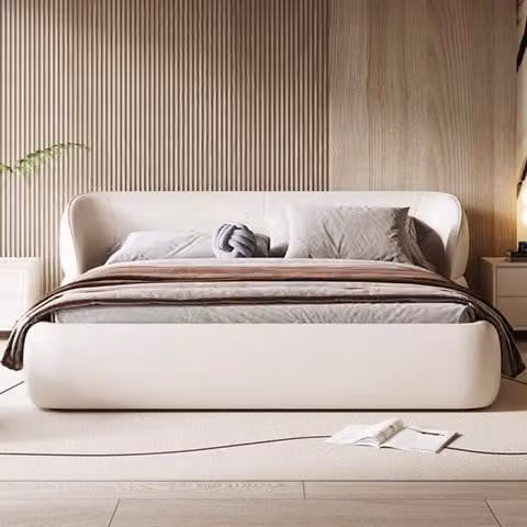 Weißes Funktionsbett Designer Polsterbetten Schlafbetten Holzgestell