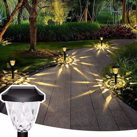 10 lampade solari da esterno - illuminazione stradale a luce bianca calda alimentata a energia solare - impermeabili - accensione/spegnimento automatico - illuminazione stradale per scale, vialetti, ingressi, prati - lampade solari per illuminazione ester