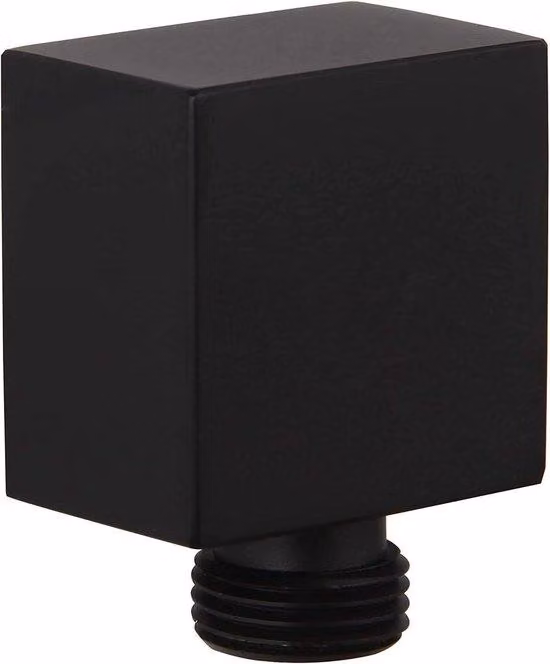 Allecto Premium - Gomito di collegamento a parete per doccia con finitura nera opaca in ottone massiccio