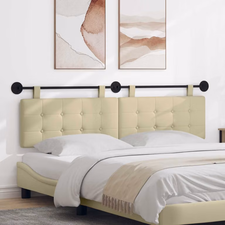 Testiera per letto sospesa vidaXL in similpelle beige con design geometrico moderno, L: 170 cm, H: 55 cm, P: 5 cm