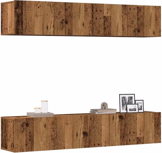 Mobili TV a Parete 4 pz Legno Antico in Legno Multistrato 3328943