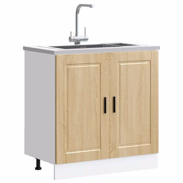 Base lavello mobile vidaXL moderno in MDF e composito, colore marrone, L: 80 cm, P: 46 cm, H: 81,5 cm