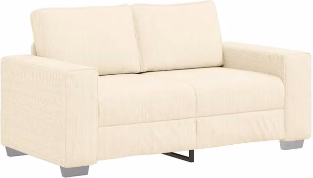 Divano | Divano da soggiorno | Sofa Divanetto Crema 160x77x82 cm Tessuto di Velluto a Coste