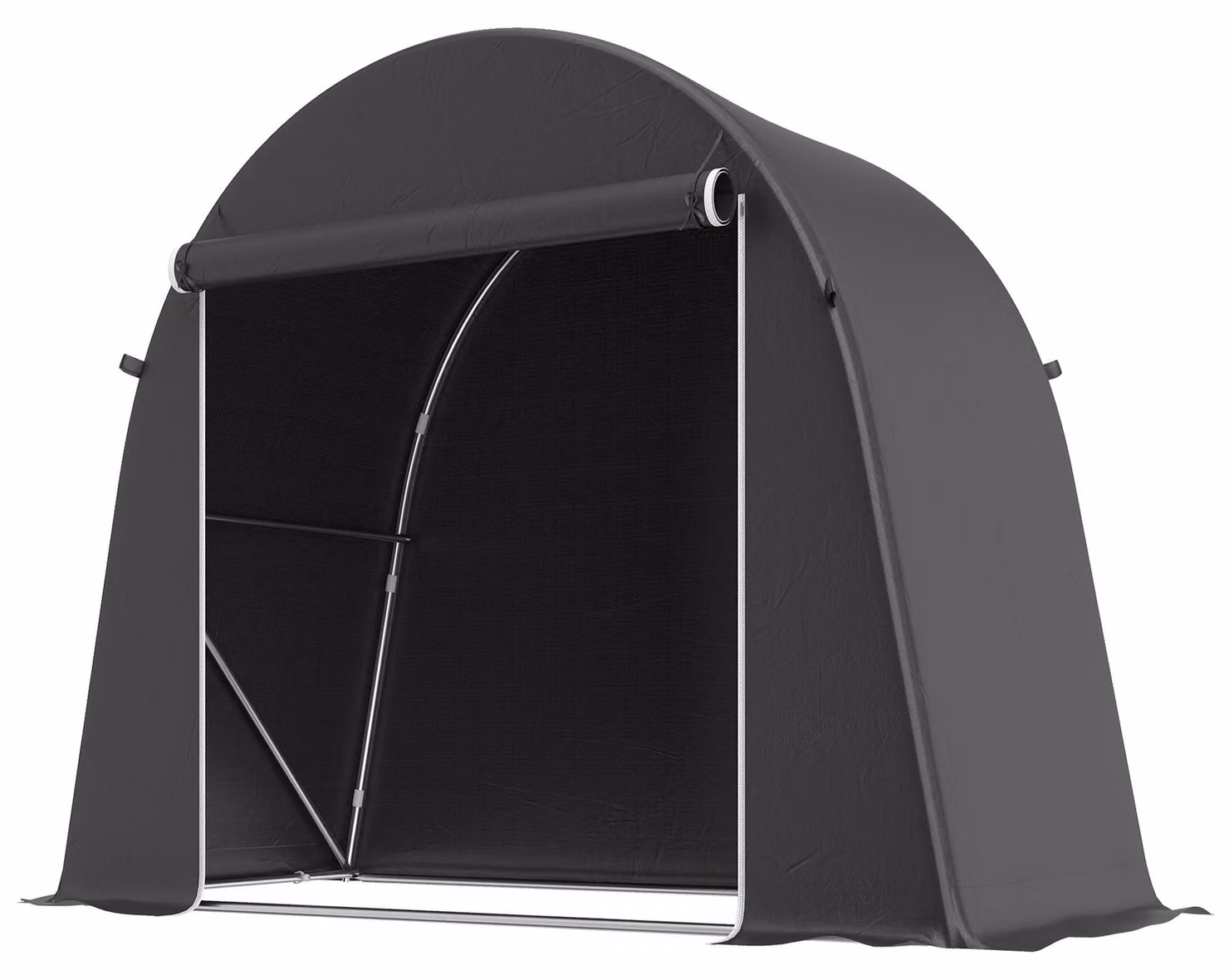 Tenda portatile per biciclette e capanno da giardino con porta a rullo | Colore: Grigio | Dimensioni: 245x120x200 cm