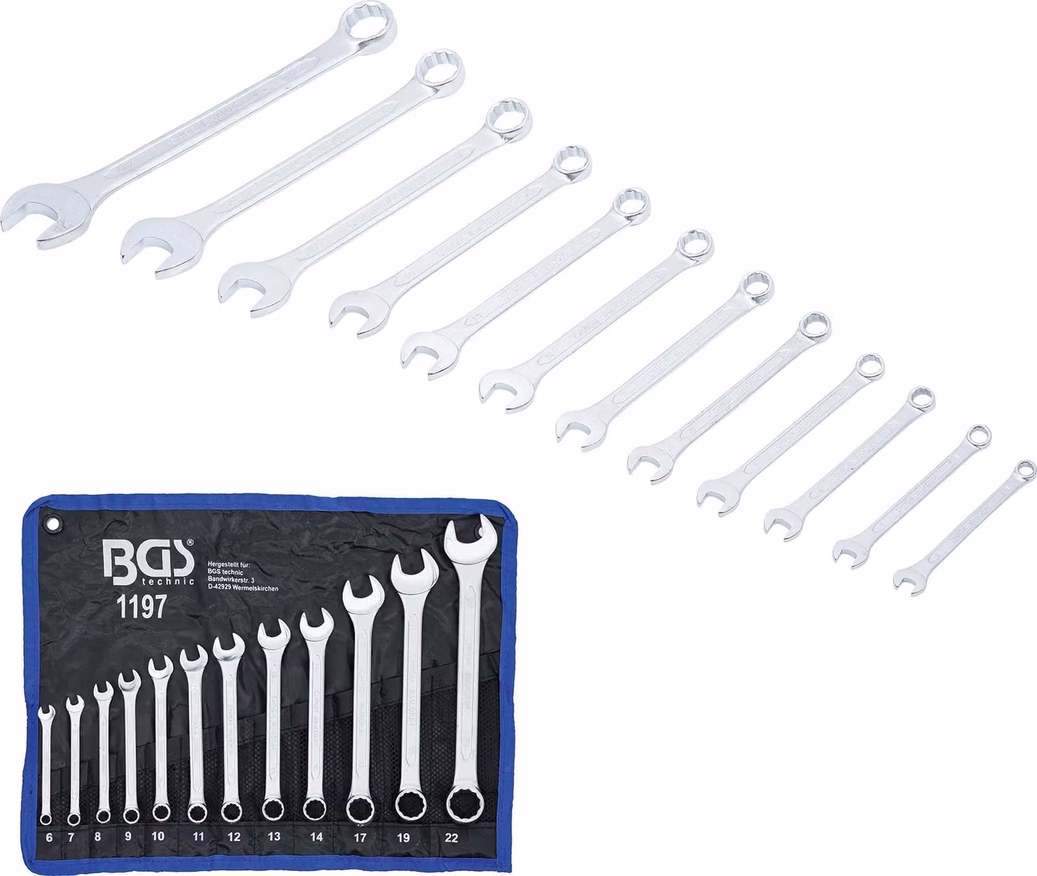 BGS Set di chiavi combinate 6-22 mm 12 pezzi - 1197
