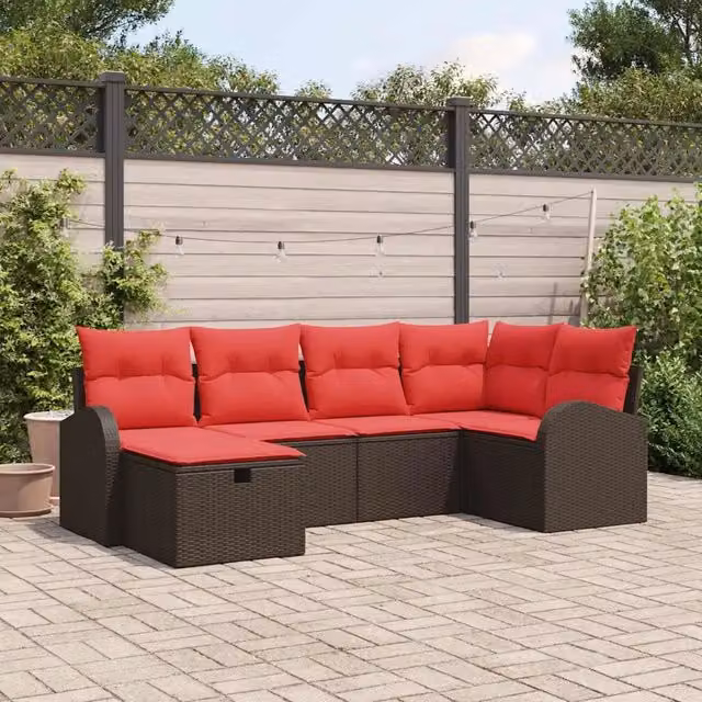 Set Divano da Giardino 6 pz Marrone polyrattan 3360415