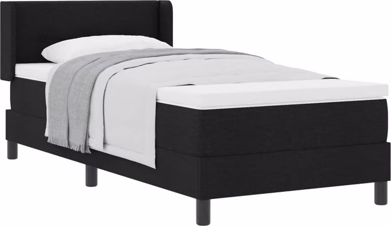 Letto a molle con testiera Nero 190 x 90 cm Tessuto