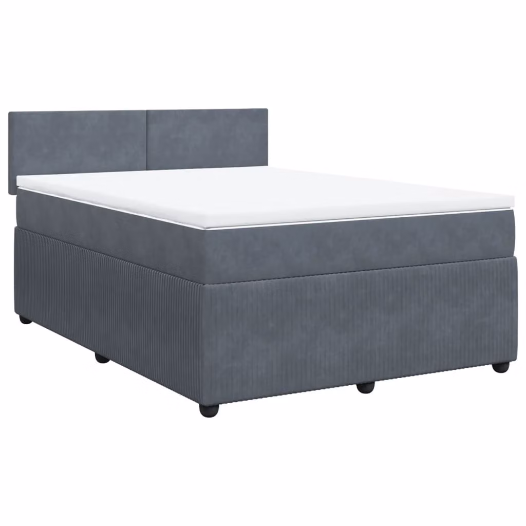 Giroletto a Molle con Materasso Grigio Scuro 160x200 cm Velluto
