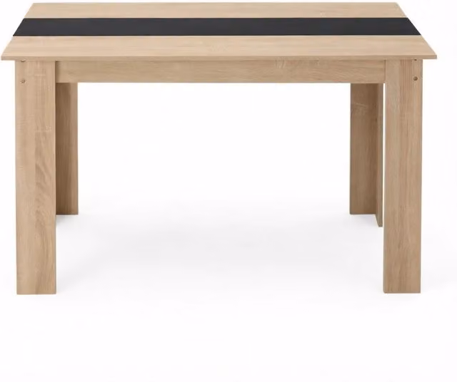 Tavolo da pranzo 120x69x75 cm in truciolato nero e rovere, 4-6 persone
