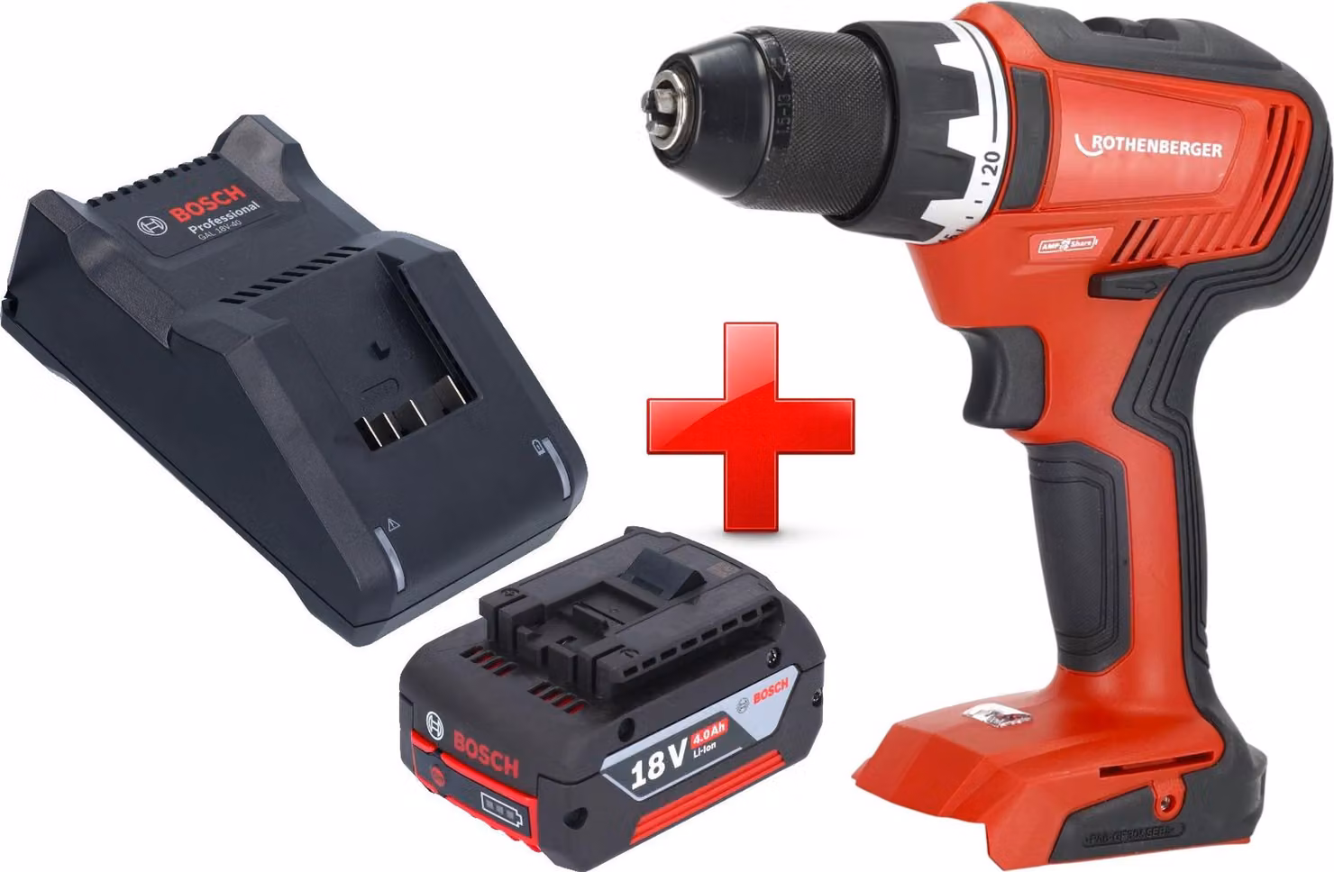 Trapano avvitatore a batteria Rothenberger RO DD55 18 V 55 Nm Brushless AMPShare + 1x batteria 4,0 Ah + caricabatteria