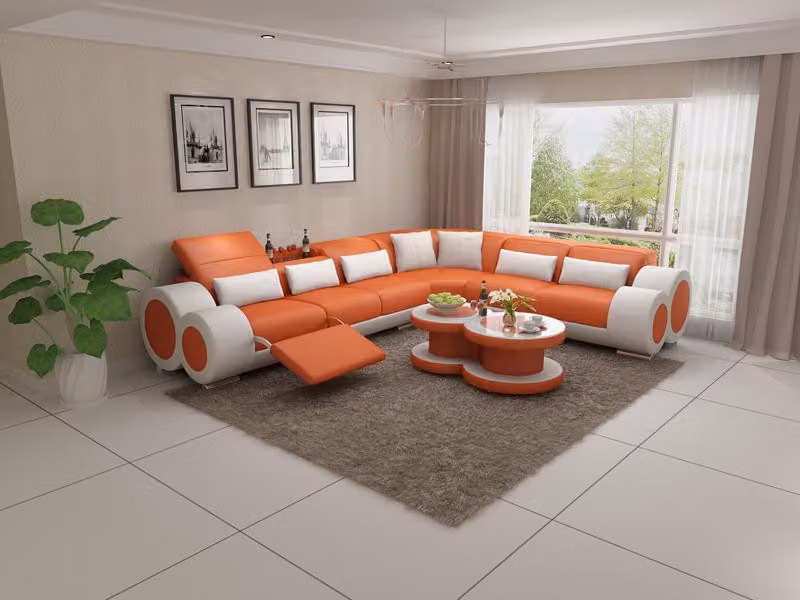 Ledersofa Couch Wohnlandschaft Ecksofa Eck Garnitur Design Modern Sofa G8035D