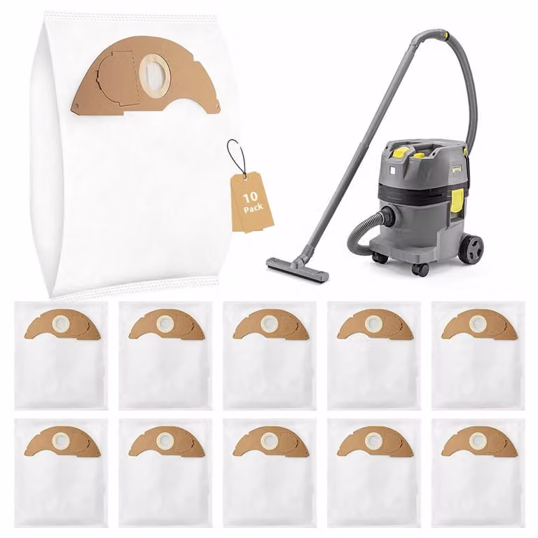 Sacchetti per aspirapolvere, 10 pezzi, in tessuto non tessuto, adatti per aspirapolvere ad acqua e a secco, dimensioni 42 x 48 cm