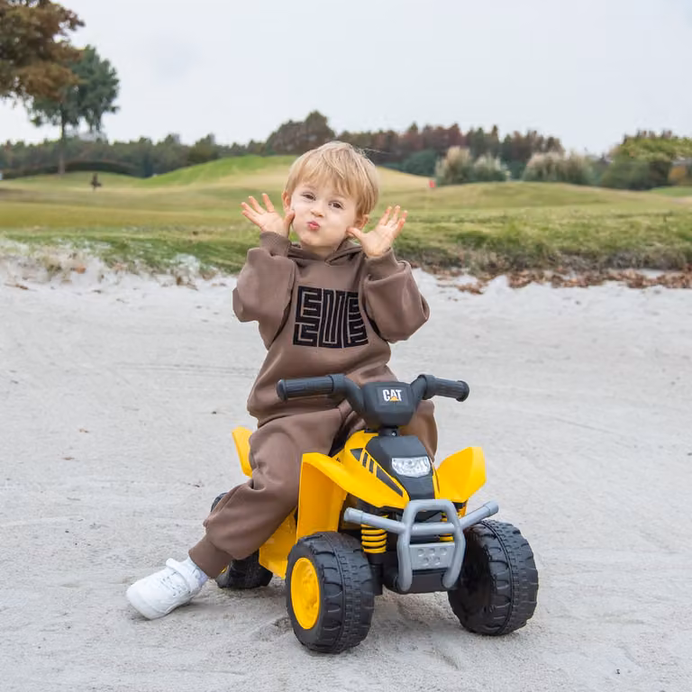 ATV elettrico per bambini Costway licenza CAT con suoni e ruote filettate, Giallo